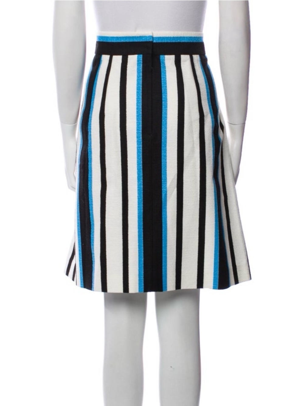 Dolce & Gabbana Striped A-Line Skirt in White, Black & Blue - Picture 3 of 3